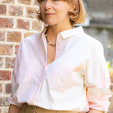 Lela Patchwork Shirt in Pastel Orange/Yellow Cotton