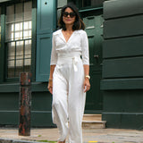 Jumpsuit in ivory soft crepe