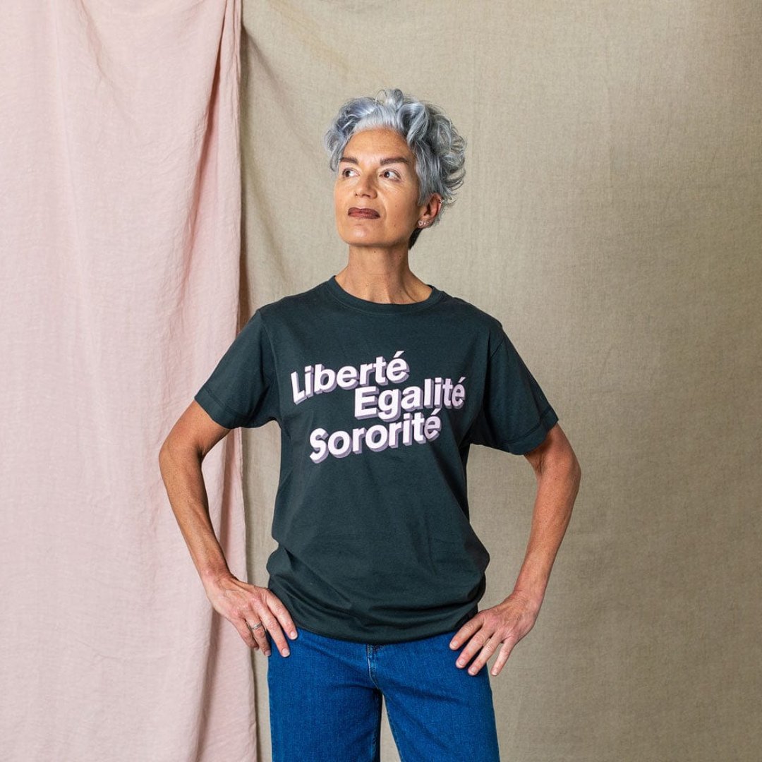 Liberté, Egalité, Sororité Charcoal T-Shirt Black & Beech