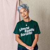 Liberté, Egalité, Sororité Forest Green T-Shirt Black & Beech