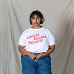 Liberté, Egalité, Sororité White Organic Cotton T-Shirt Black & Beech