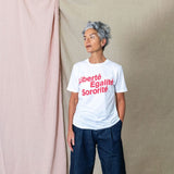 Liberté, Egalité, Sororité White Organic Cotton T-Shirt Black & Beech