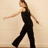 Luxury Silk Satin Tank Top in Black