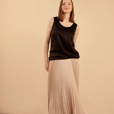 Luxury Silk Satin Tank Top in Black