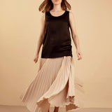 Luxury Silk Satin Tank Top in Black