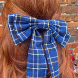 The Holly Bow in Blue Tartan