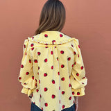 Strawberry Print Cotton Luna Blouse