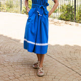 Mexican Crochet Kaftan Dress in Ocean Blue and White