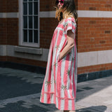 Kaftan Stripe With Palm Embroidery