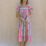 Kaftan Stripe With Palm Embroidery