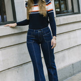 Denim Jean with Patch Pockets and a Bootcut Leg