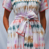 Mexican Crochet Kaftan Dress in Tie Dye