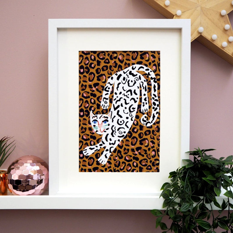 Snow Leopard A4 Print by Eleanor Bowmer