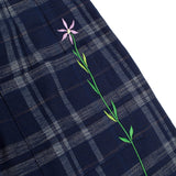 Amelia Wide Leg Culotte Trousers in Navy Check Deadstock Cotton
