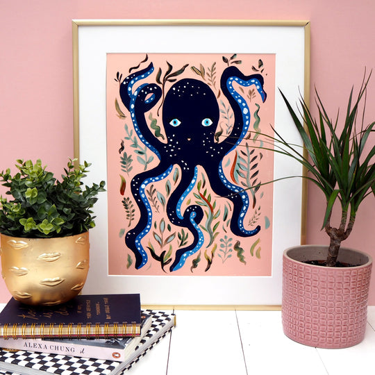 Pretty Octopus A4 Print by Eleanor Bowmer