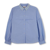 Edi Volume Sleeve Shirt in Pale Blue Recycled Cotton