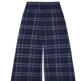 Amelia Wide Leg Culotte Trousers in Navy Check Deadstock Cotton