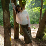 Lela Patchwork Shirt in Pastel Orange/Yellow Cotton