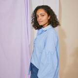 Edi Volume Sleeve Shirt in Pale Blue Recycled Cotton