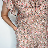 Lilly Frill Collared Cotton Top in Dusty Lilac Floral