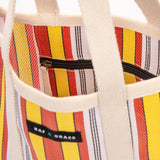 Recycled Plastic Tote Bag in Yellow, Red and White Stripe
