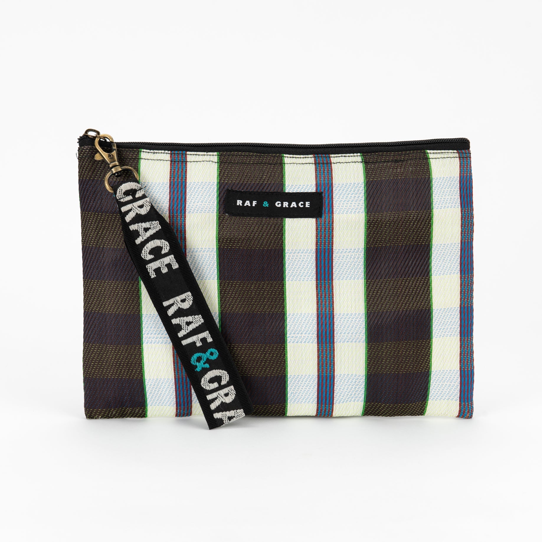 White, Black & Navy Stripe Recycled Plastic Small Pou