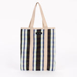 Recycled Plastic Tote Bag in Black, White and Navy Stripe