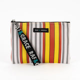 Yellow, Red & White Stripe Recycled Plastic Small Pouch