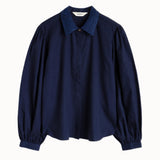 Effie Puff Sleeve Blouse in Navy