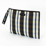 White, Black & Navy Stripe Recycled Plastic Large Pouch