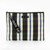 Recycled Plastic Large Pouch in White, Black & Navy Stripe