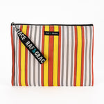 Yellow, Red & White Stripe Recycled Plastic Large Pouch