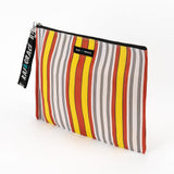 Recycled Plastic Large Pouch in Yellow, Red & White Stripe