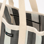 Large Recycled Plastic Black and Cream Stripe Shopper by Raf and Grace