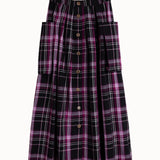 Ruth Check Midi Skirt in Berry & Black