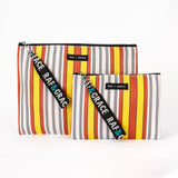 Recycled Plastic Large Pouch in Yellow, Red & White Stripe