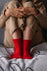 Red Cashmere Bed Socks by Rosie Sugden