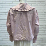 Pink Stripe Shirt with Big Frill Collar