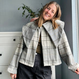 Ford Pointed Collar Jacket in Grey Check