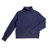 Anne Polo Neck Cropped Jumper in Navy