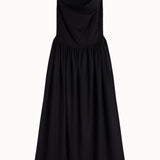 Celia Cowl Neck Maxi Dress in Black Twill