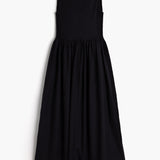 Celia Cowl Neck Maxi Dress in Black Twill