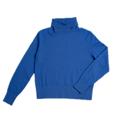 Anne Polo Neck Cropped Jumper in Blue