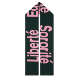 Liberte, Egalite, Sororite Lambswool Scarf in Forest Green & French Rose