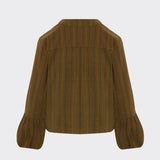 Fanfare Volume Cuff Top Dark Green Long Sleeved Stripe Top