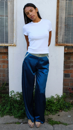 Teal Silk Trousers by No Emotions