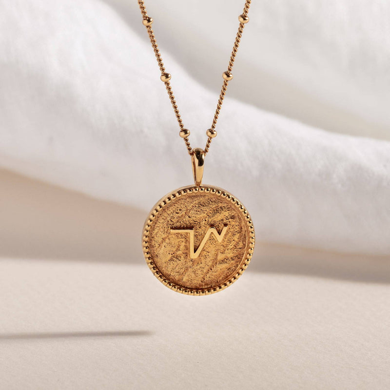 Thrive Shorthand Gold Coin Necklace by Claire Hill