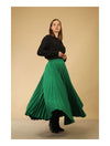 The Green Anais Pleated Maxi Skirt by Lora Gene
