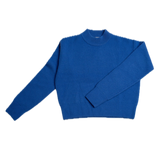 Amy High Neck Cropped Jumper in Blue