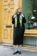 Feminist Killjoy Lambswool Cardigan in Seaweed & Neon Yellow by Black & Beech